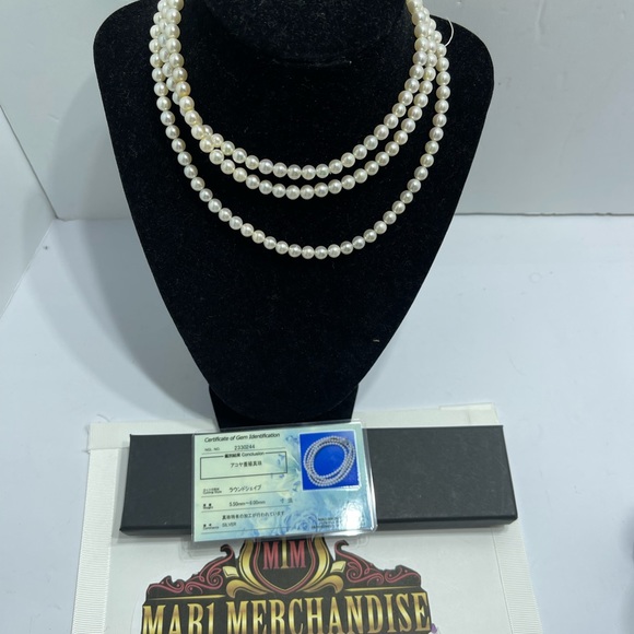 Akoya Pearl Necklace 43 inches 5.5-6 mm with Gem card. - Picture 3 of 10